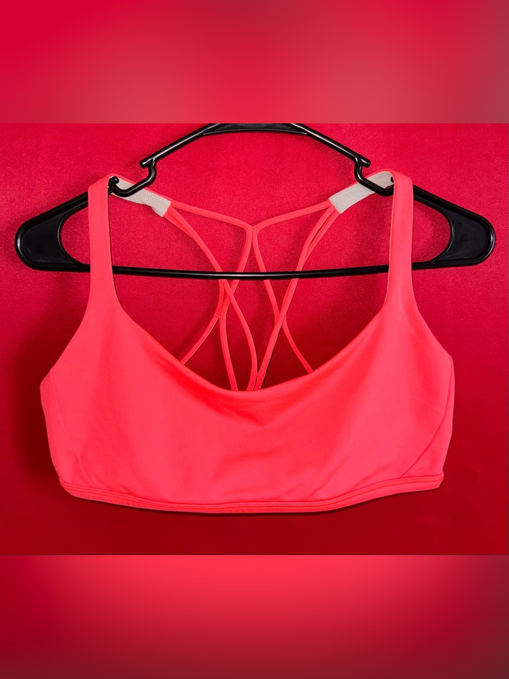 🍋#452-Lululemon Strappy Back Sports Bra in Neon Orange Size 12